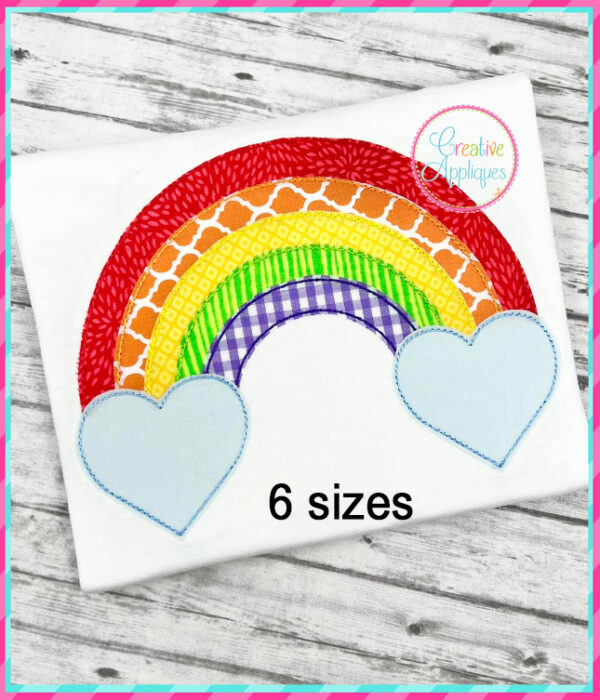 Rainbow with Hearts Applique Design Bean Stitch