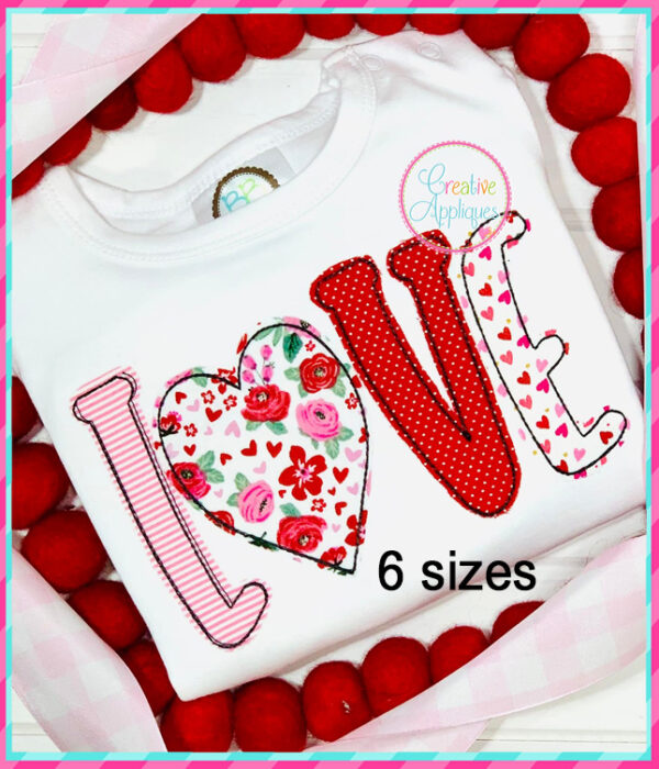 Love Applique Design Bean Stitch