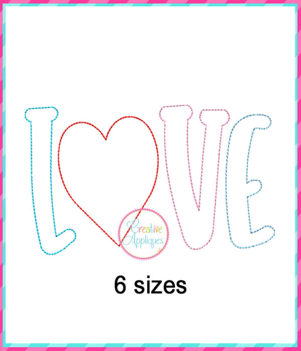 Love Applique Design Bean Stitch - Image 3