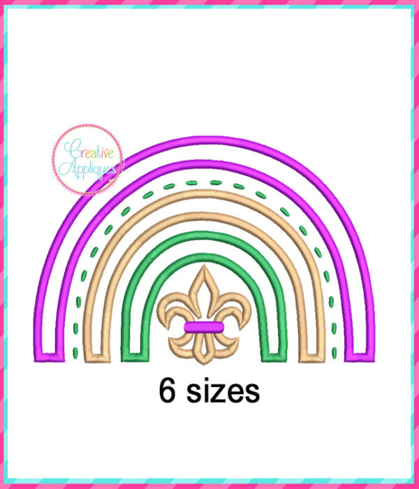 Rainbow Fleur De Lis Applique Design