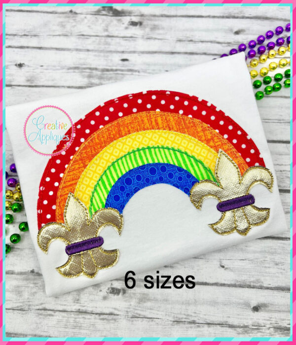 Rainbow Fleur De Lis Applique Design Bean Stitch