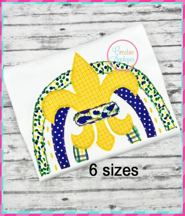 Fleur De Lis Rainbow Applique Design Bean Stitch - Image 3