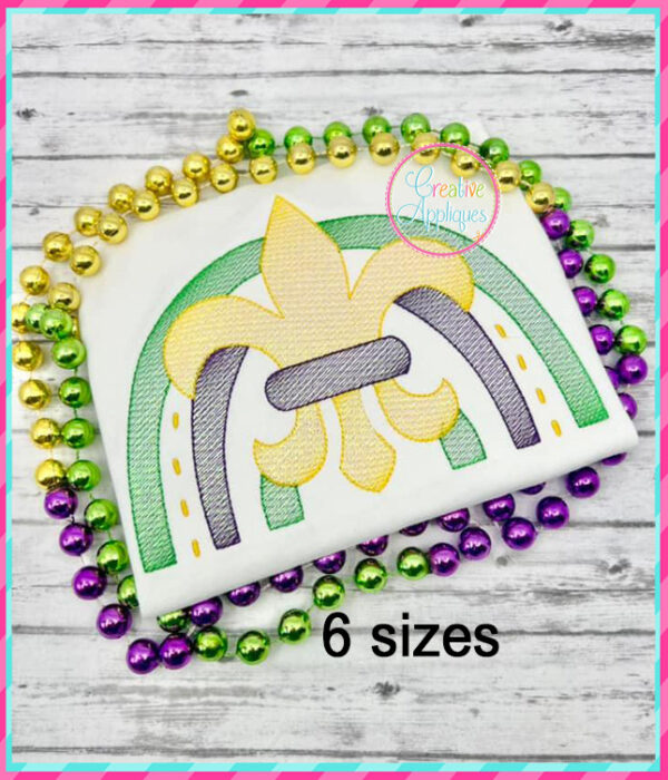 Sketch Stitch Fleur De Lis Rainbow Design