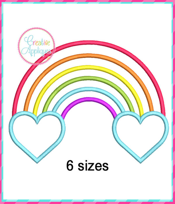 Rainbow with Hearts Applique Design - Image 2