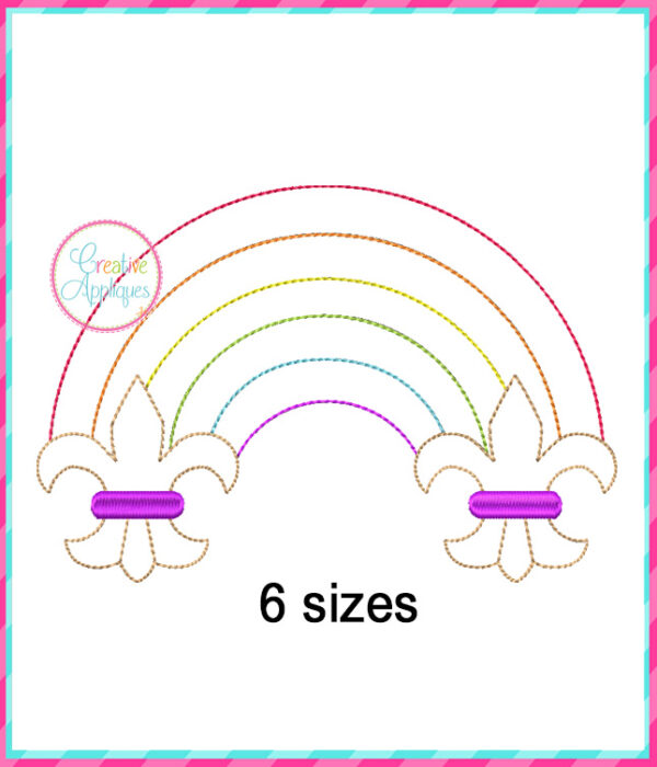 Rainbow Fleur De Lis Applique Design Bean Stitch - Image 2