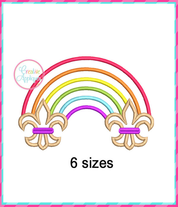 Rainbow Fleur De Lis Applique Design