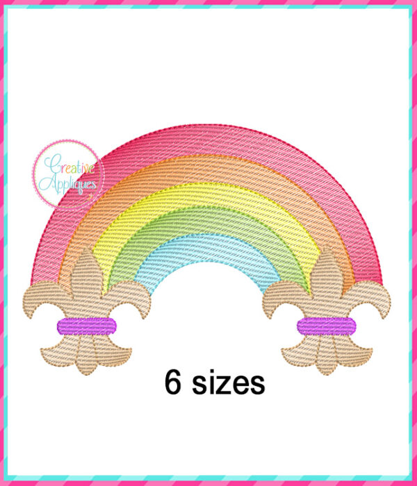 Sketch Stitch Rainbow Fleur De Lis Embroidery Design - Image 2