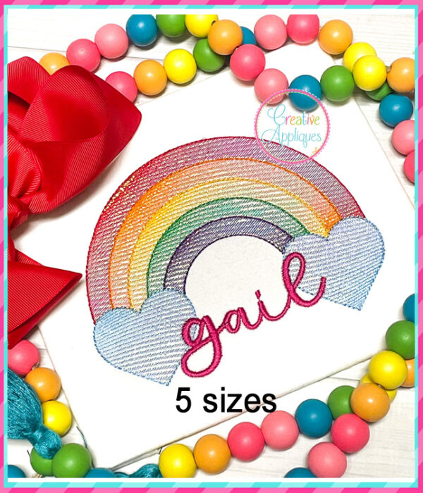 Rainbow with Hearts Embroidery Design Sketch Stitch - Image 2