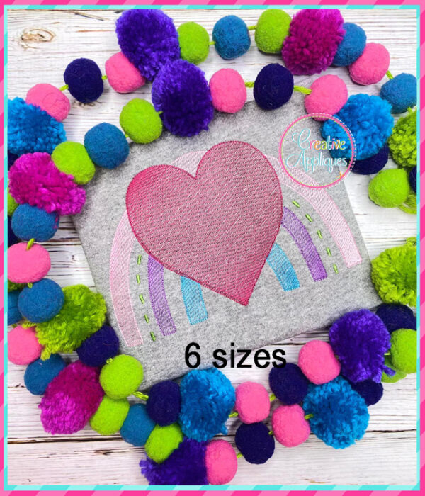 Sketch Stitch Heart Rainbow Embroidery Design - Image 2