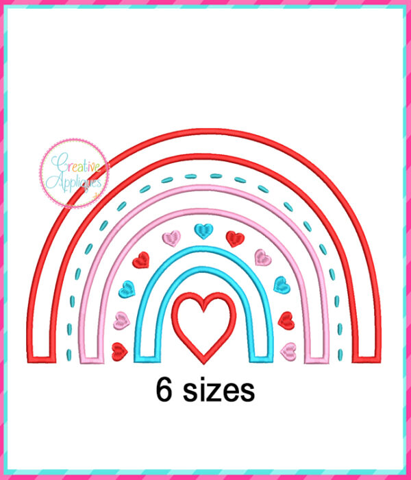 Rainbow Heart Applique Design - Image 2