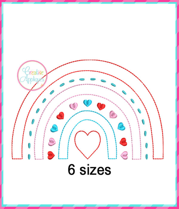 Rainbow Heart Applique Design Bean Stitch - Image 2