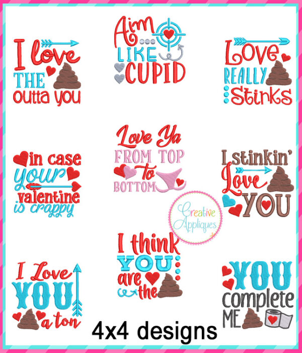 Snarky Toilet Paper Valentine Embroidery Design Set