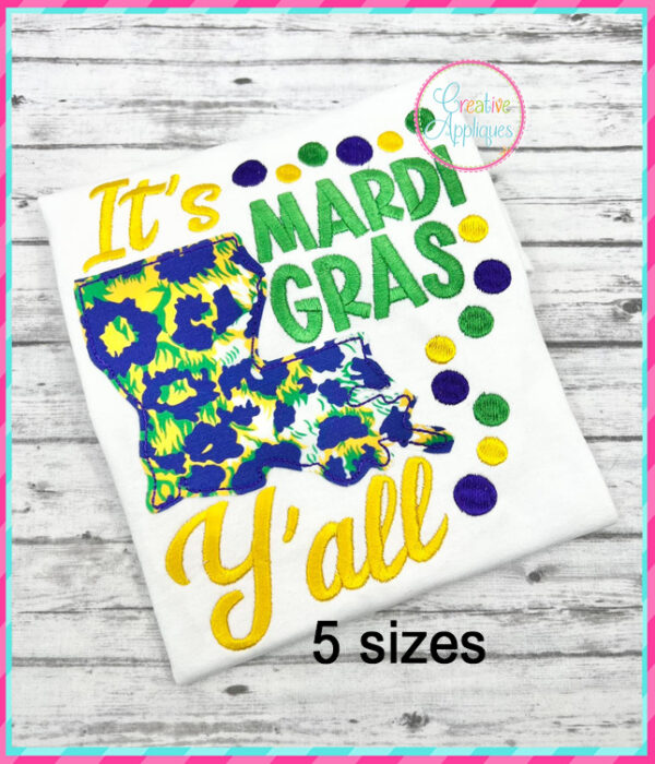 It's Mardi Gras Y'all Applique Design Bean Stitch