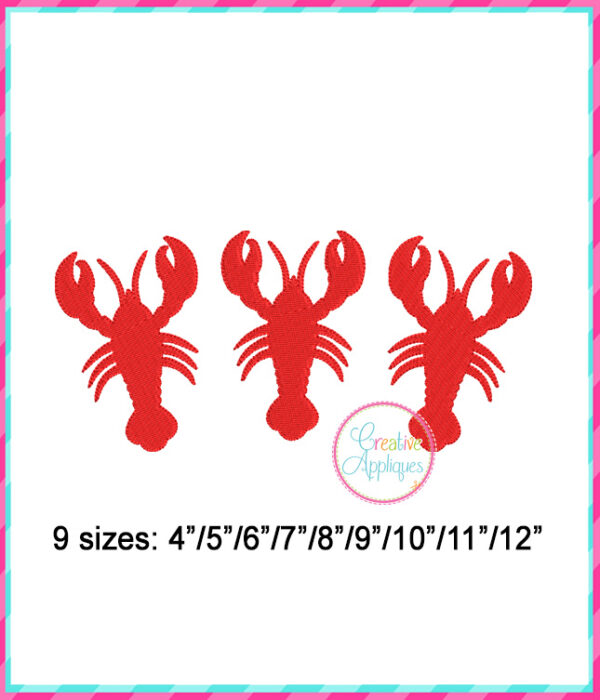 Crawfish Trio Embroidery Design