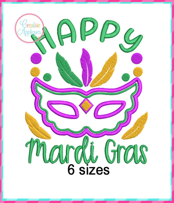 Happy Mardi Gras Applique Design