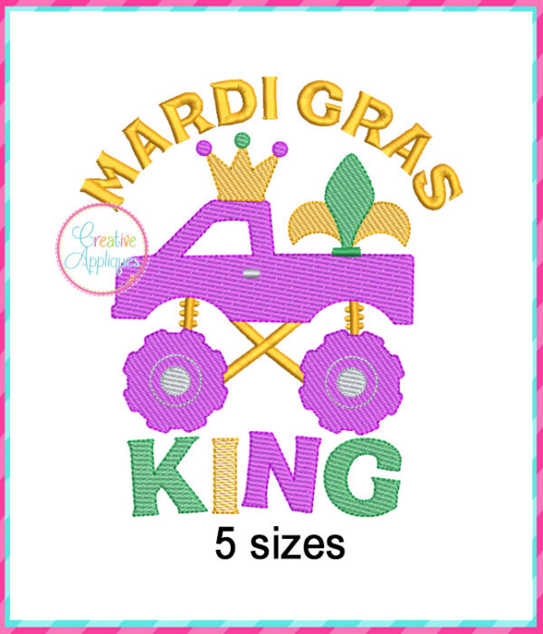 Mardi Gras King Embroidery Design Sketch Stitch