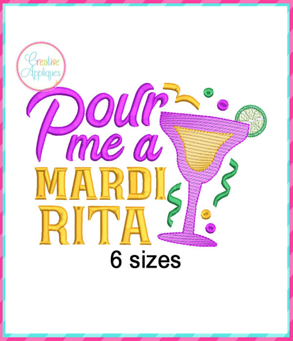 Pour Me a Mardi Rita Embroidery Design Sketch Stitch