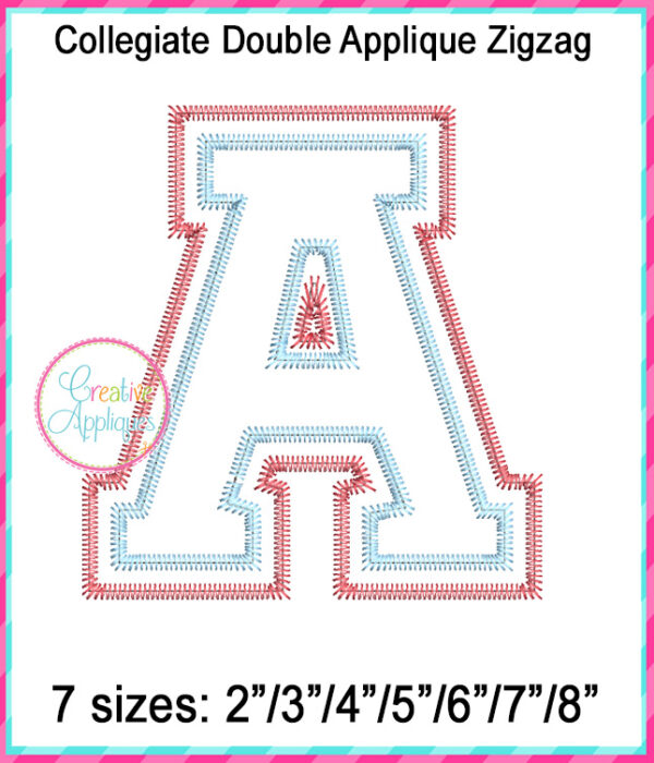 Collegiate Double Applique Alphabet Design Zigzag Stitch - Image 2