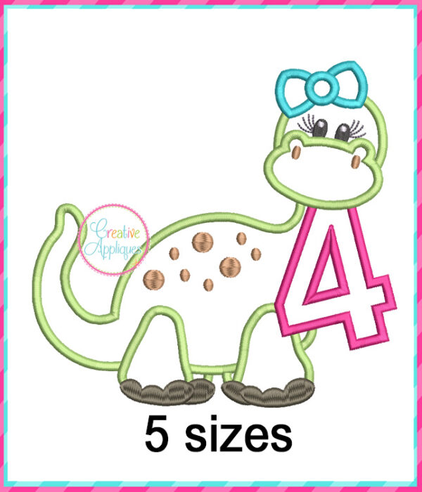 Dinosaur Girl 4 Applique Design