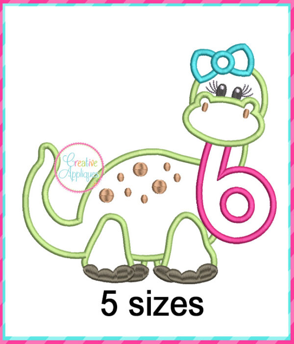 Dinosaur Girl 6 Applique Design