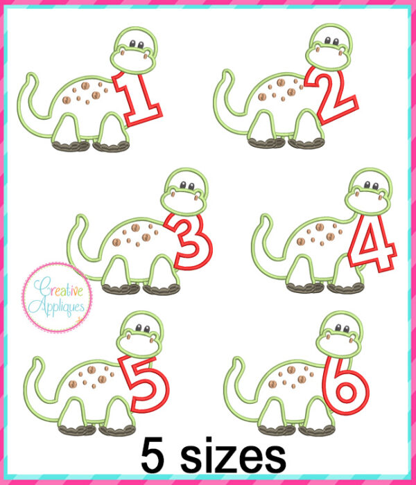 Dinosaur Number Applique Design Set