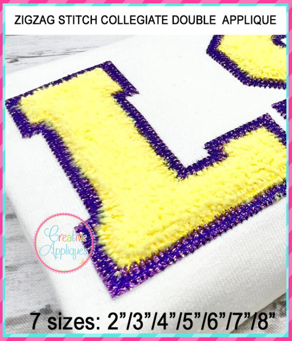 Collegiate Double Applique Alphabet Design Zigzag Stitch - Image 6