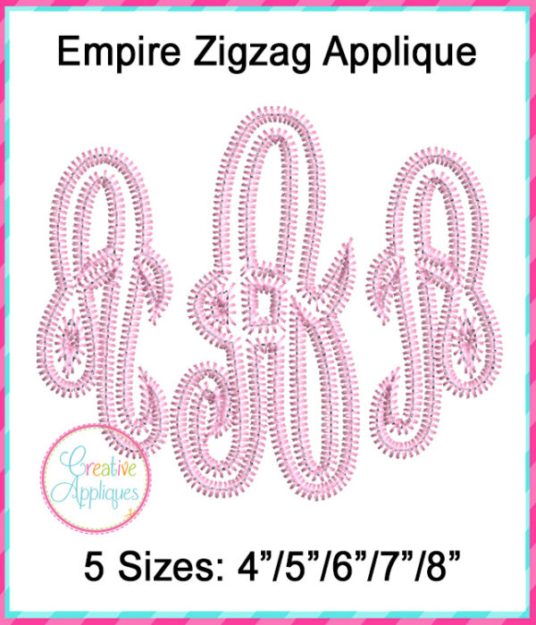 Empire Monogram Applique Design Zigzag Stitch - Image 3