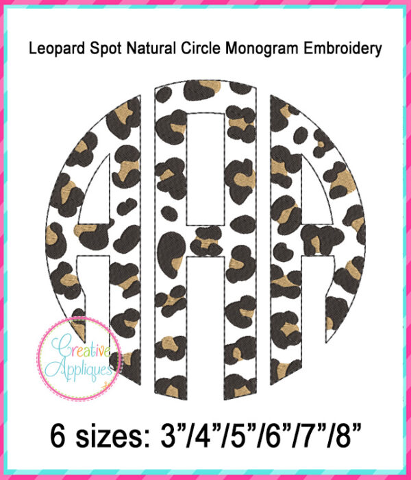 Leopard Circle Monogram Embroidery Design - Image 2