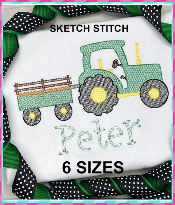 Tractor Embroidery Design Sketch Stitch