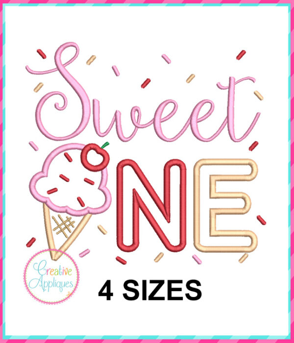 Sweet One Ice Cream Embroidery Design