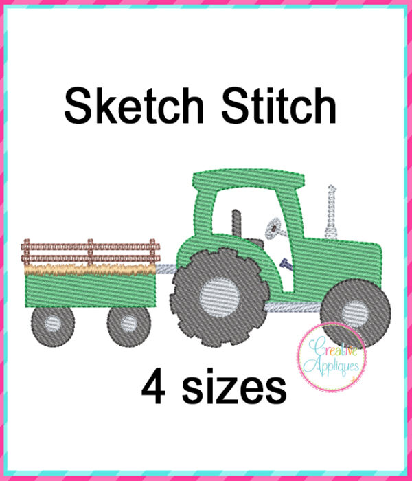 Tractor Embroidery Design Sketch Stitch - Image 2