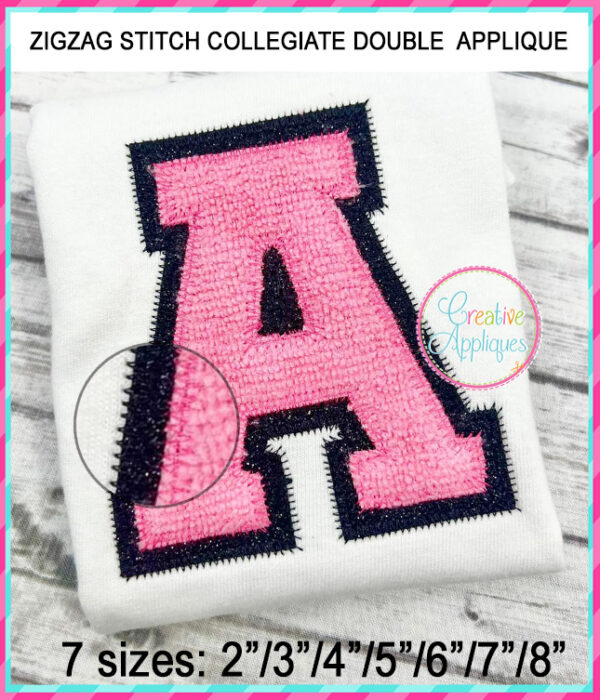 Collegiate Double Applique Alphabet Design Zigzag Stitch - Image 5