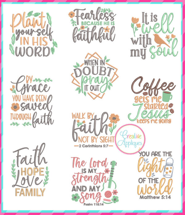 Faith Embroidery Design Set