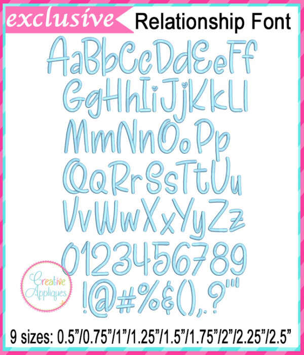 Relationship Embroidery Font