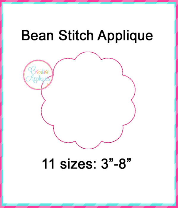 Scallop Circle Frame Applique Design Bean Stitch