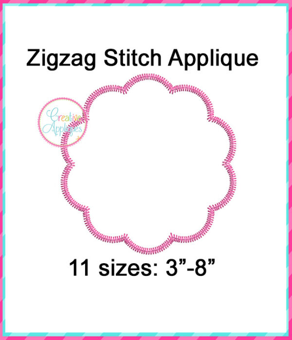 Scallop Circle Frame Applique Design Zigzag Stitch