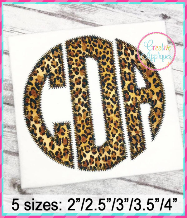 Small Natural Circle Monogram Zigzag Stitch Applique Design