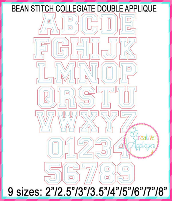 Collegiate Double Applique Alphabet Bean Stitch - Image 2