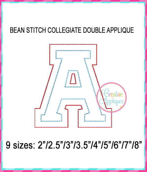 Collegiate Double Applique Alphabet Bean Stitch - Image 3