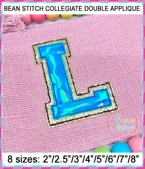 Collegiate Double Applique Alphabet Bean Stitch