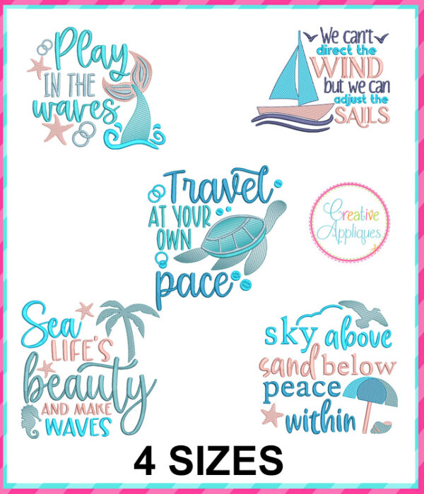 Ocean Embroidery Design Set