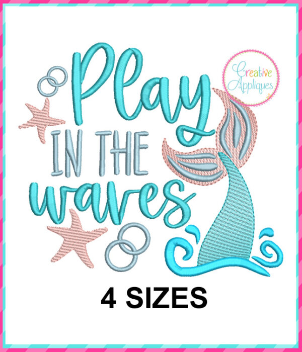 Play in the waves Embroidery Design