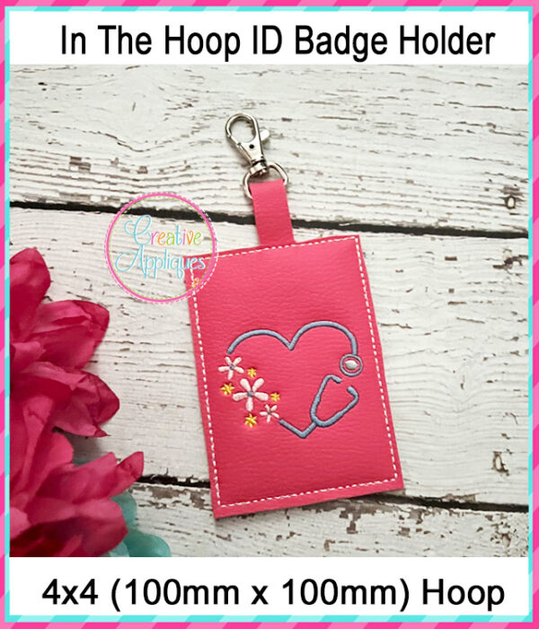 Stethoscope Flowers ID Badge Holder In The Hoop Design