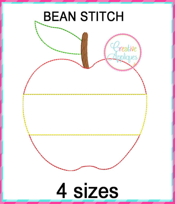 Apple Frame Applique Design Bean Stitch - Image 3