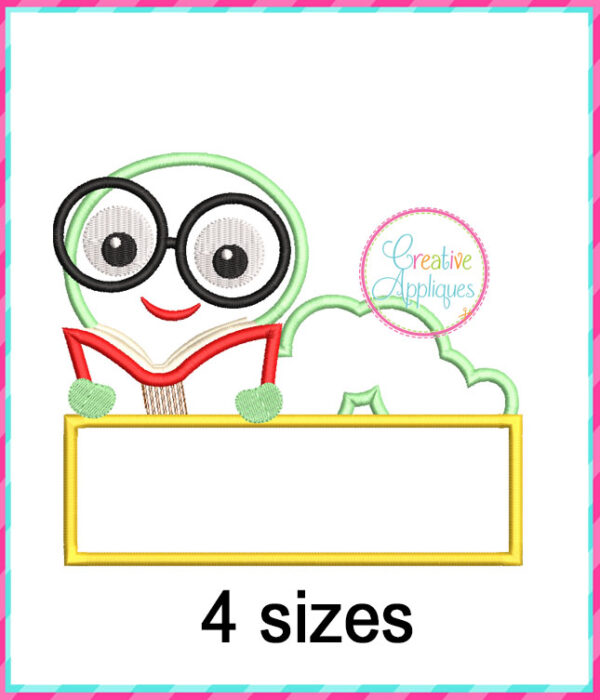 Bookworm Frame Applique Design - Image 2