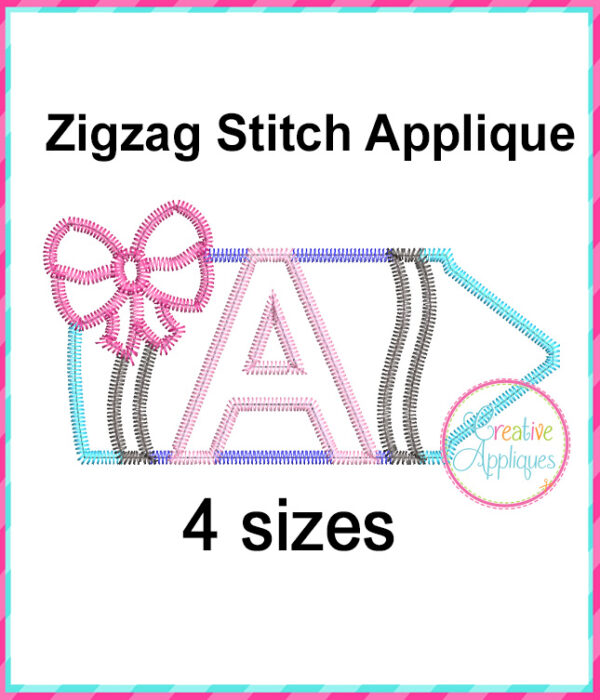 Crayon Bow Alphabet Applique Zigzag Stitch - Image 3