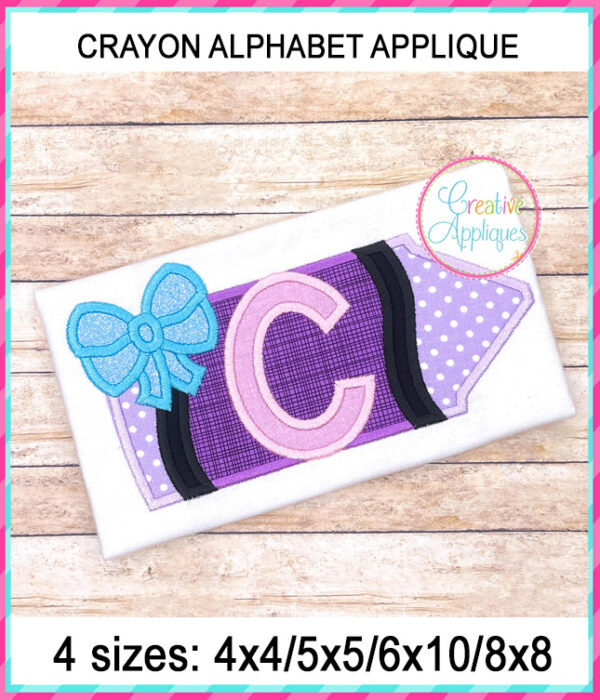 Crayon Bow Alphabet Applique