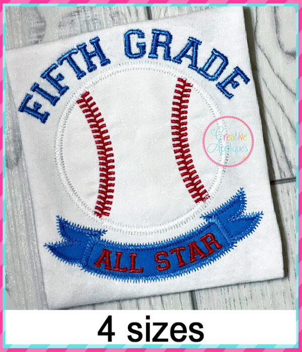 All Star Grade Baseball Applique Design Set - Image 9