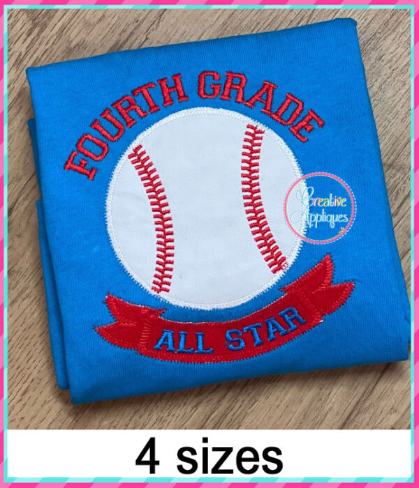 All Star Grade Baseball Applique Design Set - Image 8