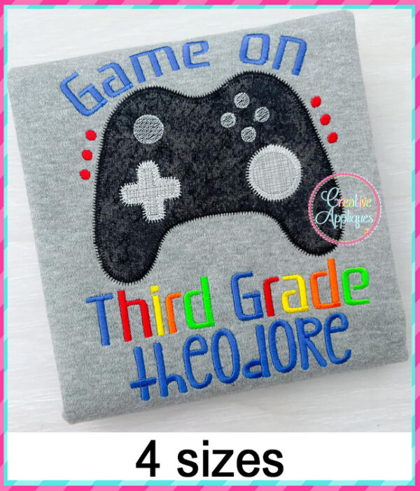 Game On Third Grade Applique Design - Image 2